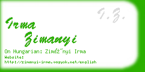 irma zimanyi business card